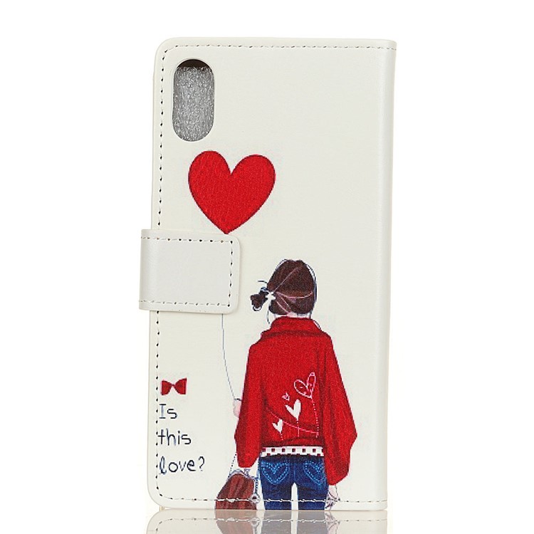 Pattern Printing Leather Mobile Cover with Stand for Sony Xperia L3 - Girl & Heart Shaped Balloon-2