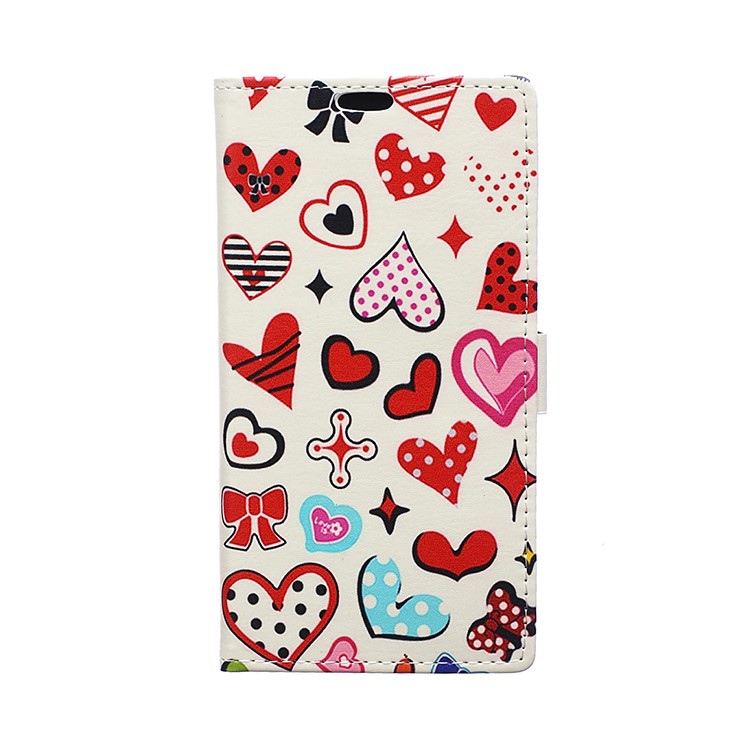 Patterned Leather Case Accessory with Wallet for Sony Xperia L3 - Colorful Hearts-1