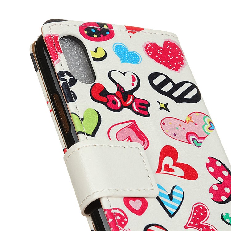 Patterned Leather Case Accessory with Wallet for Sony Xperia L3 - Colorful Hearts-3