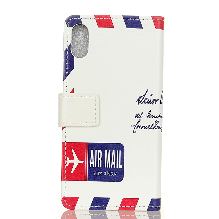 Patterned Wallet Stand Leather Mobile Casing for Sony Xperia L3 - Retro Postmark-2