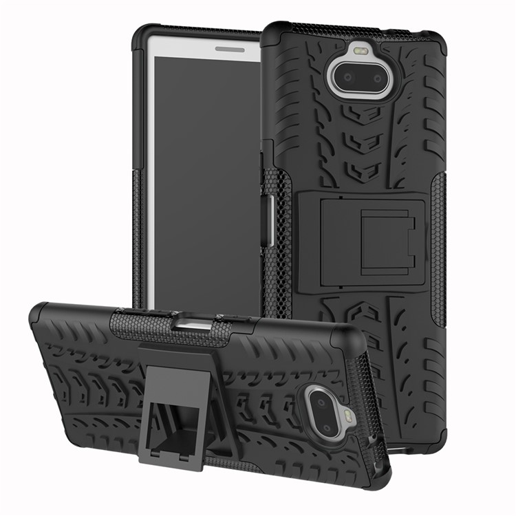Anti-slip PC + TPU Hybrid Case with Kickstand for Sony Xperia 10 - Black-1