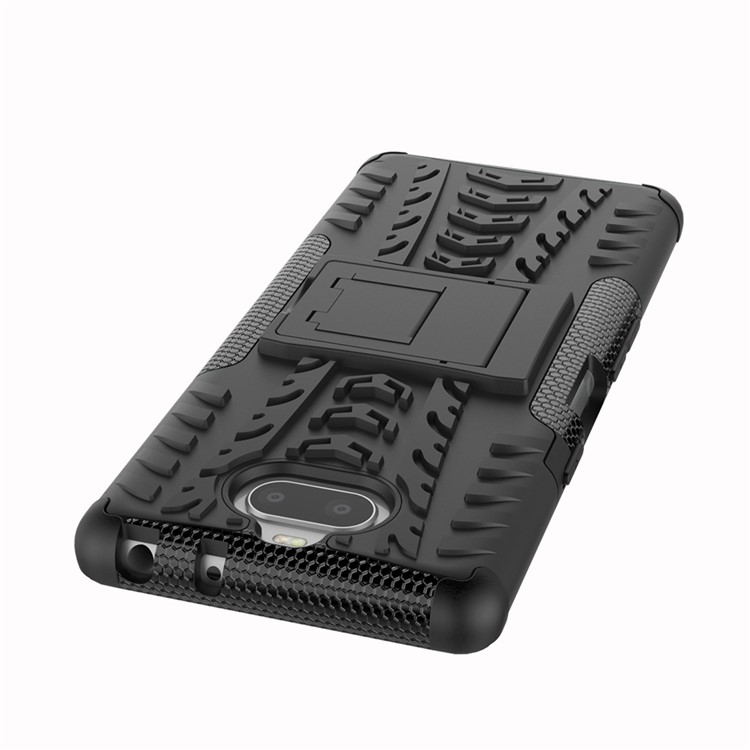 Anti-slip PC + TPU Hybrid Case with Kickstand for Sony Xperia 10 - Black-2