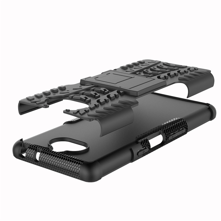 Anti-slip PC + TPU Hybrid Case with Kickstand for Sony Xperia 10 - Black-3