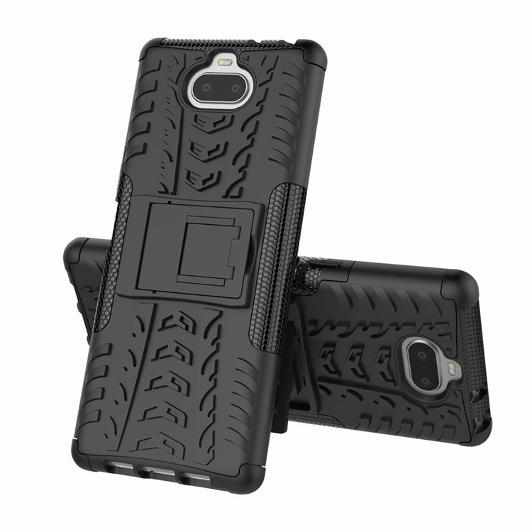 Anti-slip PC + TPU Hybrid Case with Kickstand for Sony Xperia 10 - Black-8