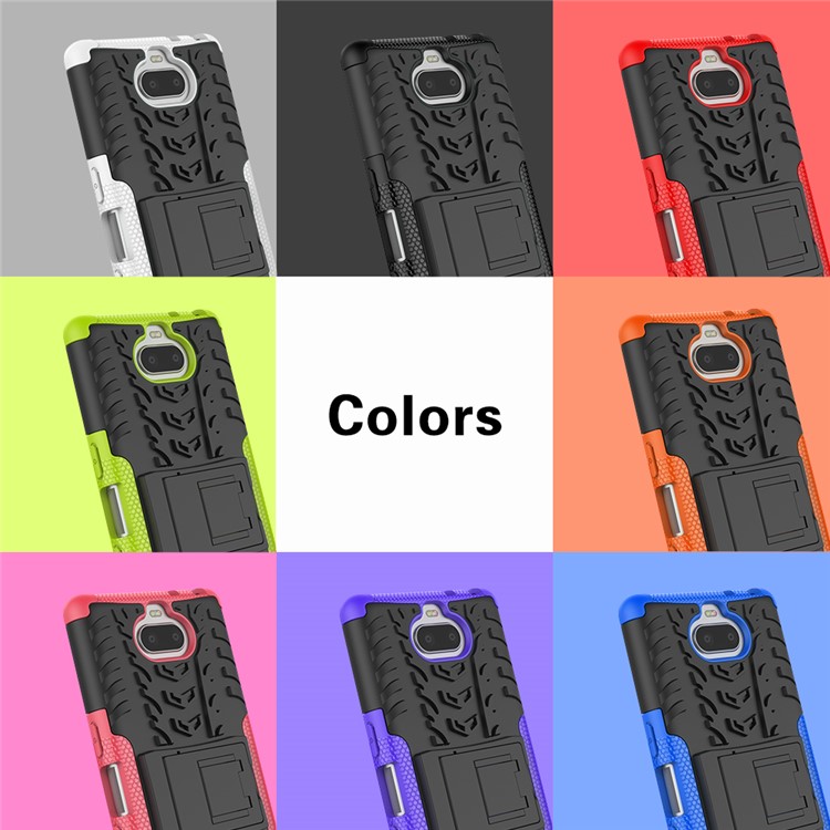 Anti-slip PC + TPU Hybrid Case with Kickstand for Sony Xperia 10 - Black-9