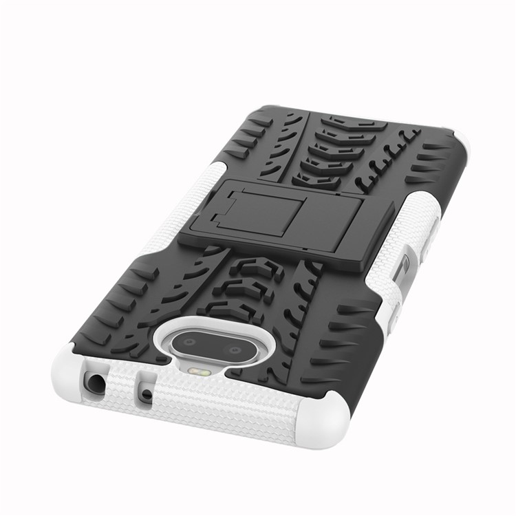 Anti-slip PC + TPU Hybrid Cover with Kickstand for Sony Xperia 10 - White-2