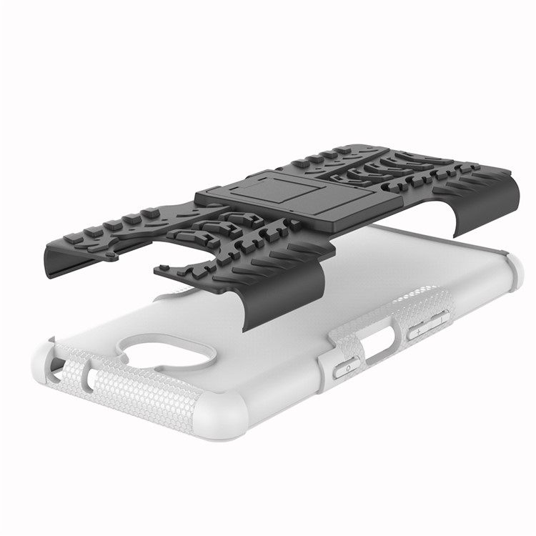 Anti-slip PC + TPU Hybrid Cover with Kickstand for Sony Xperia 10 - White-3
