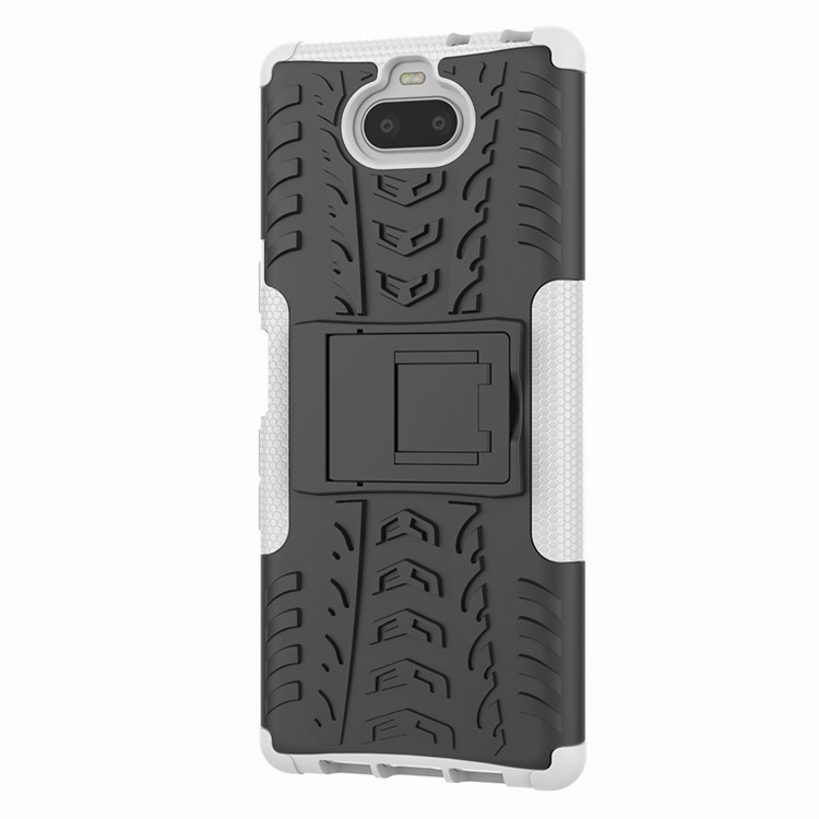 Anti-slip PC + TPU Hybrid Cover with Kickstand for Sony Xperia 10 - White-6