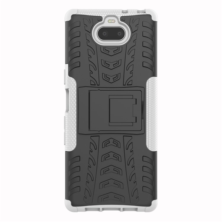 Anti-slip PC + TPU Hybrid Cover with Kickstand for Sony Xperia 10 - White-7