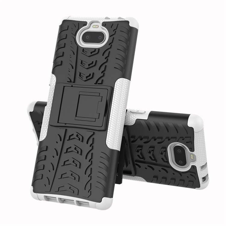 Anti-slip PC + TPU Hybrid Cover with Kickstand for Sony Xperia 10 - White-8
