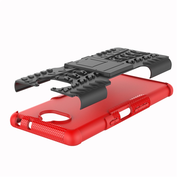 Anti-slip PC + TPU Hybrid Shell Case with Kickstand for Sony Xperia 10 - Red-3