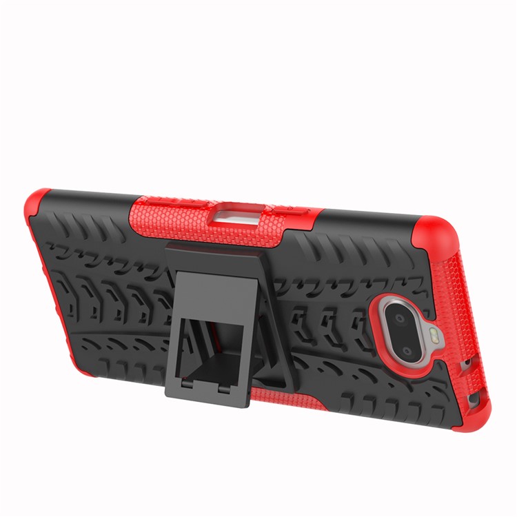 Anti-slip PC + TPU Hybrid Shell Case with Kickstand for Sony Xperia 10 - Red-4