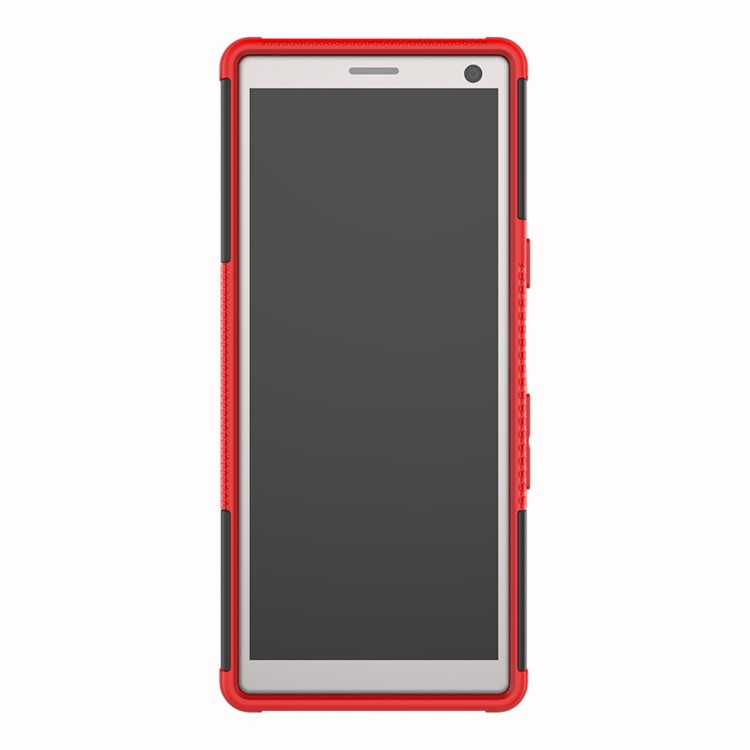 Anti-slip PC + TPU Hybrid Shell Case with Kickstand for Sony Xperia 10 - Red-5
