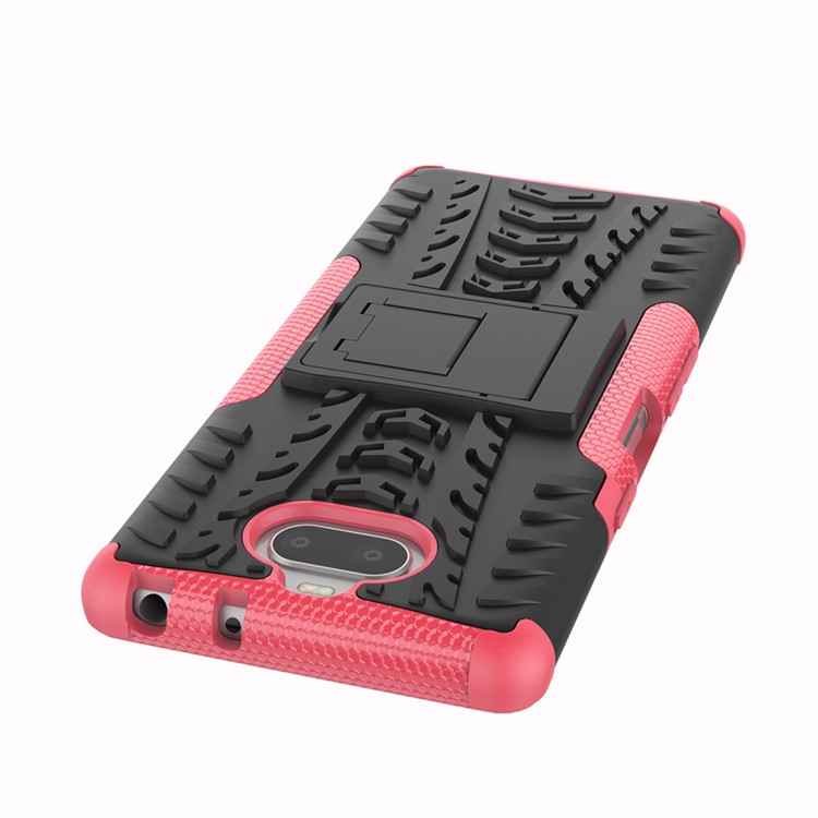 Anti-slip PC + TPU Combo Case with Kickstand for Sony Xperia 10 - Rose-2
