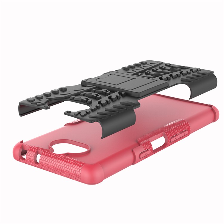 Anti-slip PC + TPU Combo Case with Kickstand for Sony Xperia 10 - Rose-3