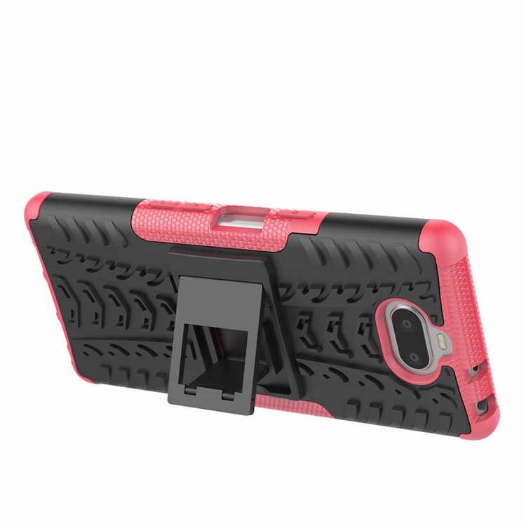 Anti-slip PC + TPU Combo Case with Kickstand for Sony Xperia 10 - Rose-4