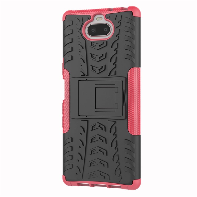 Anti-slip PC + TPU Combo Case with Kickstand for Sony Xperia 10 - Rose-6