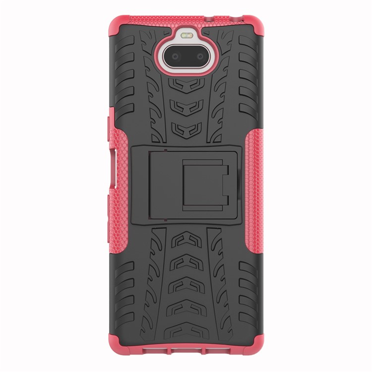 Anti-slip PC + TPU Combo Case with Kickstand for Sony Xperia 10 - Rose-7