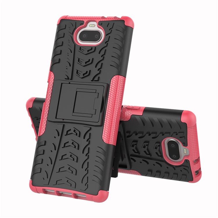Anti-slip PC + TPU Combo Case with Kickstand for Sony Xperia 10 - Rose-8