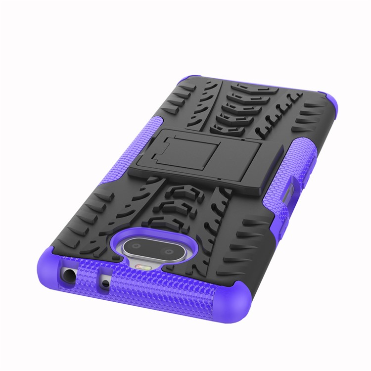 Anti-slip PC + TPU Hybrid Case Shell Cover with Kickstand for Sony Xperia 10 - Purple-2