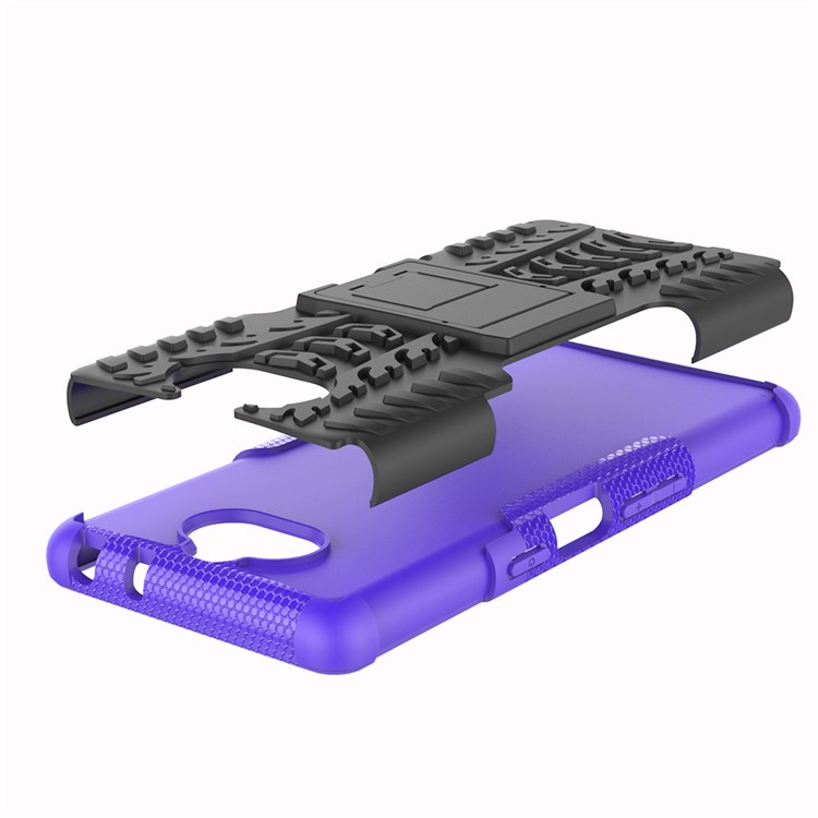 Anti-slip PC + TPU Hybrid Case Shell Cover with Kickstand for Sony Xperia 10 - Purple-3