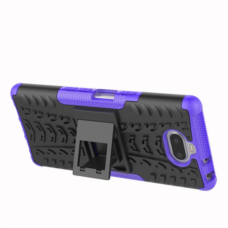 Anti-slip PC + TPU Hybrid Case Shell Cover with Kickstand for Sony Xperia 10 - Purple-4