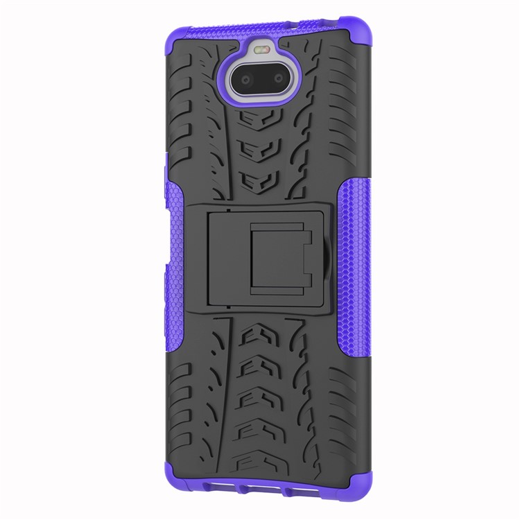 Anti-slip PC + TPU Hybrid Case Shell Cover with Kickstand for Sony Xperia 10 - Purple-6