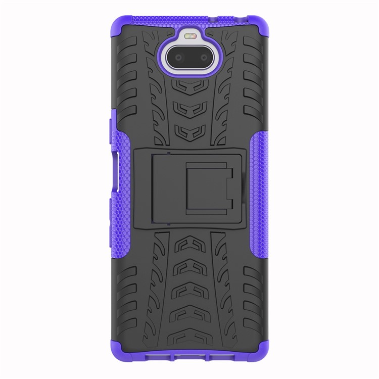 Anti-slip PC + TPU Hybrid Case Shell Cover with Kickstand for Sony Xperia 10 - Purple-7