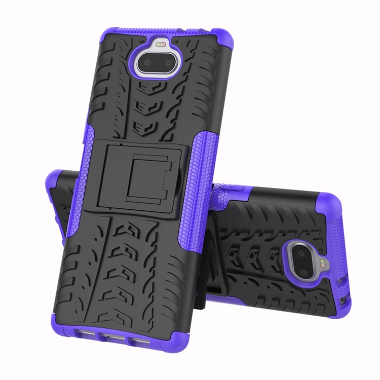 Anti-slip PC + TPU Hybrid Case Shell Cover with Kickstand for Sony Xperia 10 - Purple-8