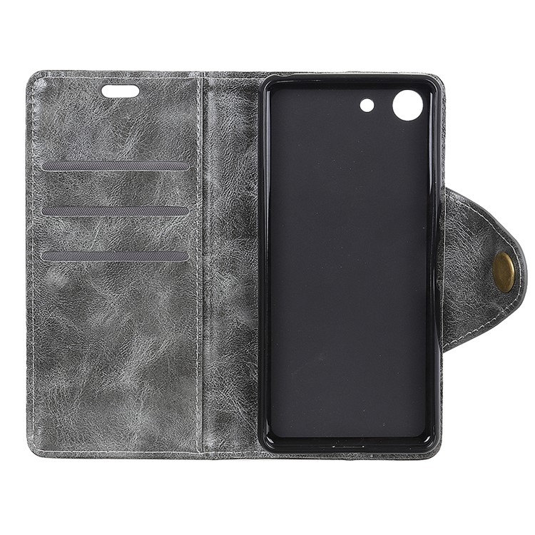 Textured PU Leather Wallet Protective Case for Sony Xperia XZ4 Compact - Grey-4