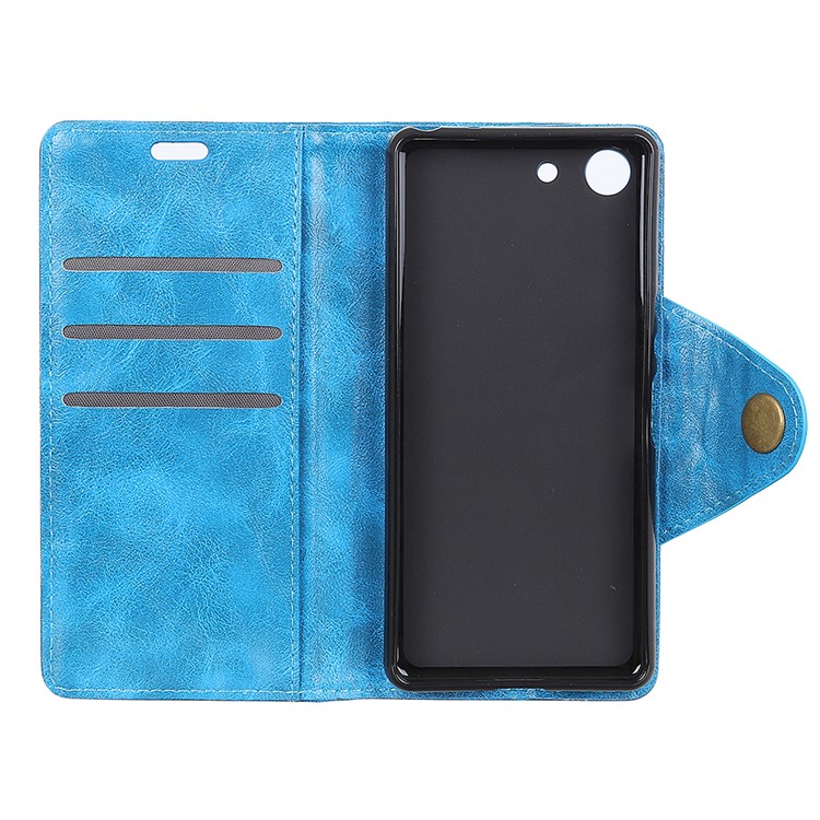 Textured PU Leather Wallet Accessory Case for Sony Xperia XZ4 Compact - Blue-4