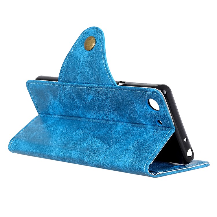 Textured PU Leather Wallet Accessory Case for Sony Xperia XZ4 Compact - Blue-5