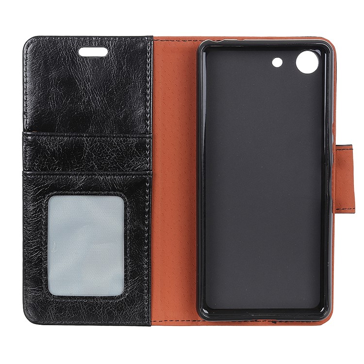 Textured Split Leather Wallet Stand Mobile Phone Casing for Sony Xperia XZ4 Compact - Black-4