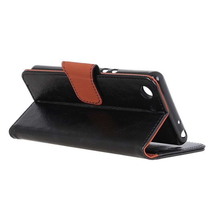 Textured Split Leather Wallet Stand Mobile Phone Casing for Sony Xperia XZ4 Compact - Black-5