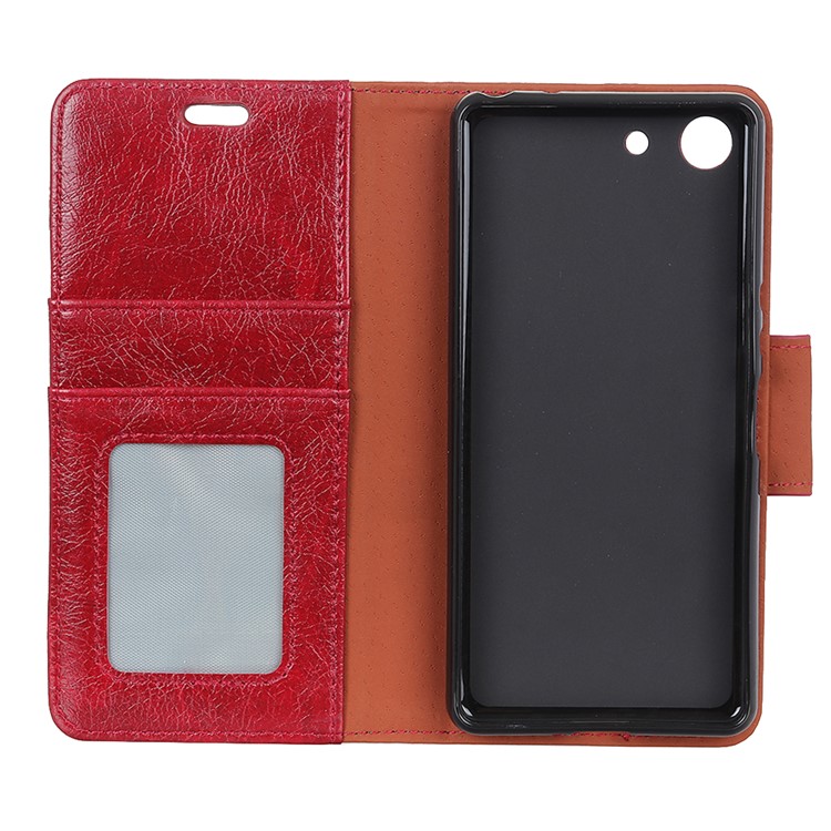 Textured Split Leather Wallet Stand Mobile Phone Cover for Sony Xperia XZ4 Compact - Red-4