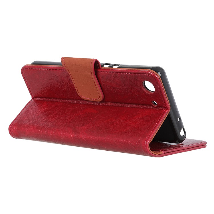 Textured Split Leather Wallet Stand Mobile Phone Cover for Sony Xperia XZ4 Compact - Red-5