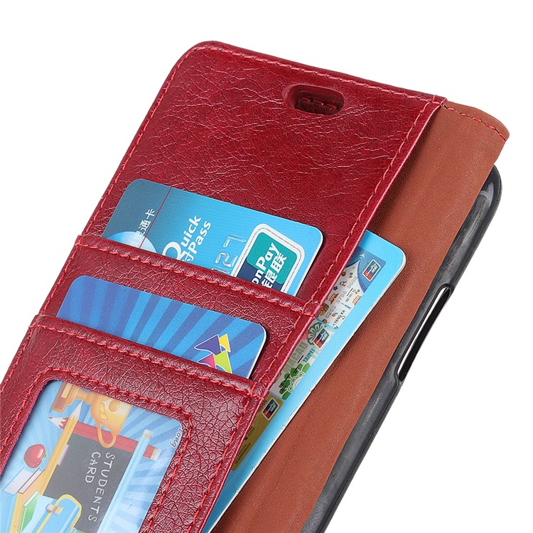 Textured Split Leather Wallet Stand Mobile Phone Cover for Sony Xperia XZ4 Compact - Red-6