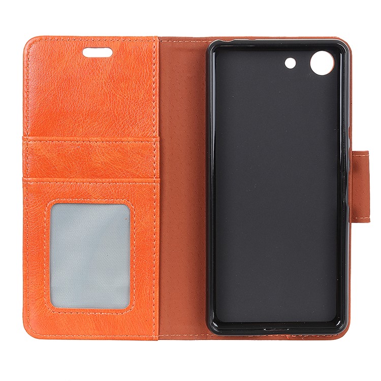 Textured Split Leather Wallet Stand Mobile Phone Shell for Sony Xperia XZ4 Compact - Orange-4