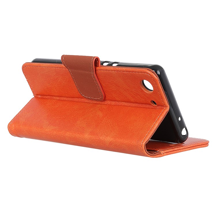 Textured Split Leather Wallet Stand Mobile Phone Shell for Sony Xperia XZ4 Compact - Orange-5