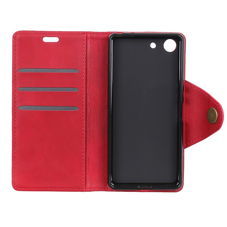 PU Leather Wallet Stand Mobile Cover for Sony Xperia XZ4 Compact - Red-7