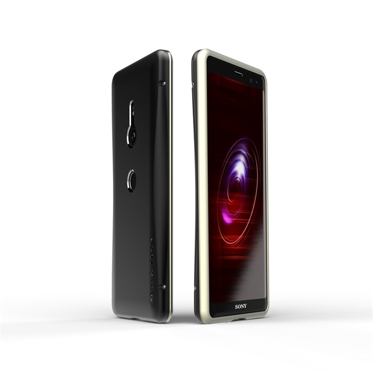 Metal Frame PC Shell Phone Case for Sony Xperia XZ3 - Gold-1