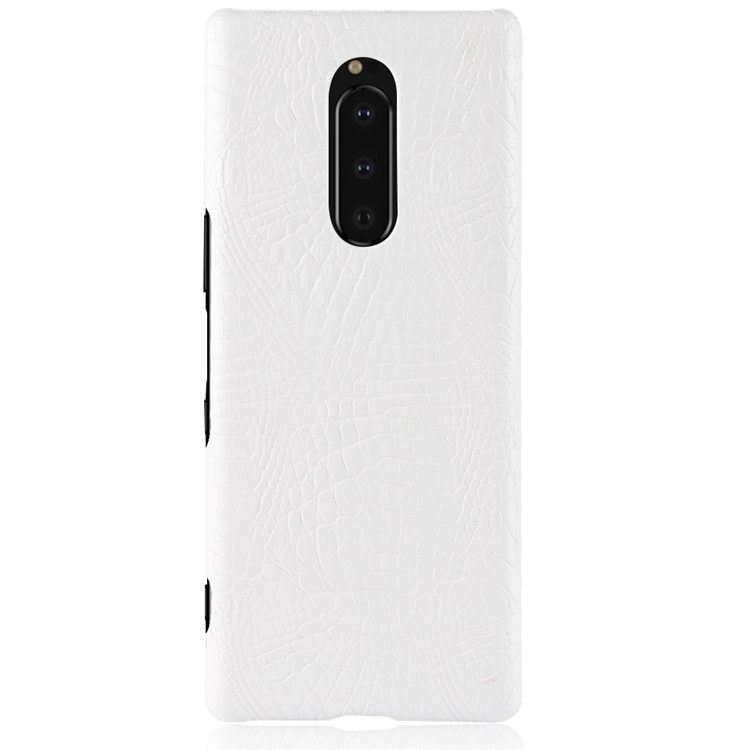 Crocodile Texture PU Leather Coated PC Phone Cover for Sony Xperia 1 - White-3