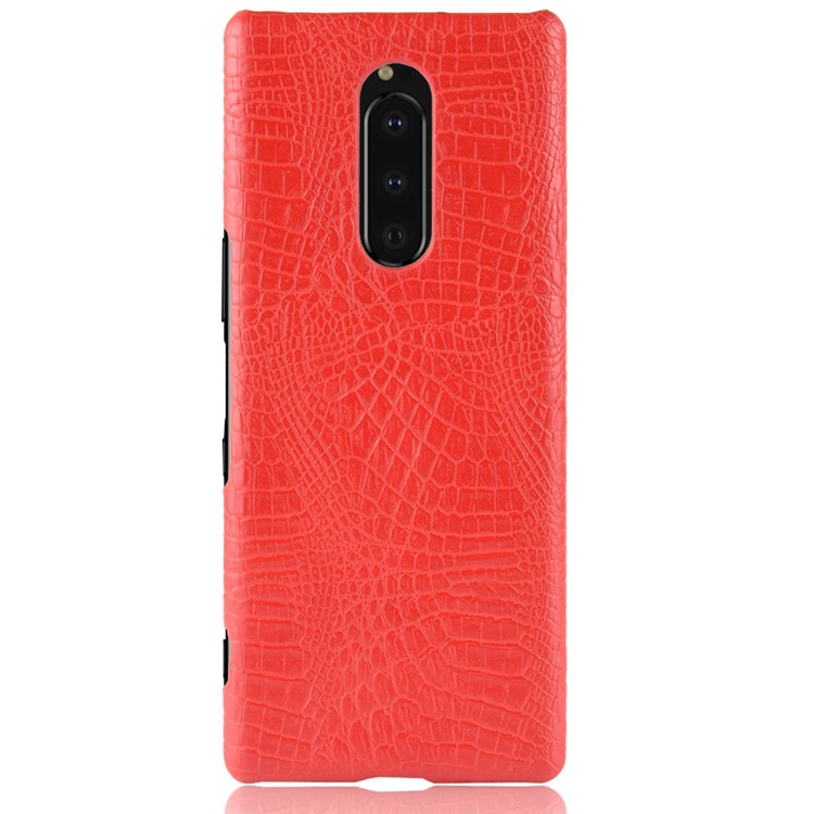 Crocodile Texture PU Leather Coated PC Phone Shell for Sony Xperia 1 - Red-3