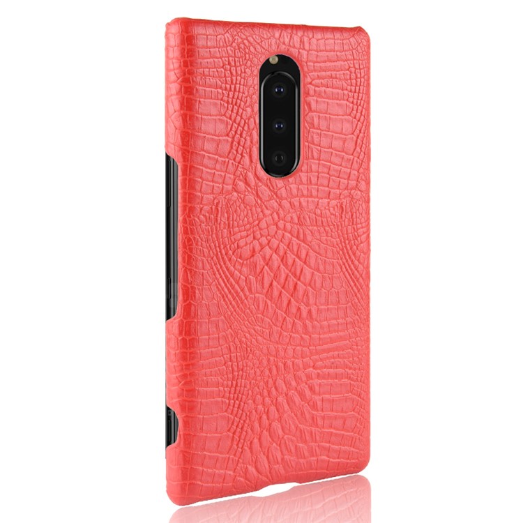 Crocodile Texture PU Leather Coated PC Phone Shell for Sony Xperia 1 - Red-4