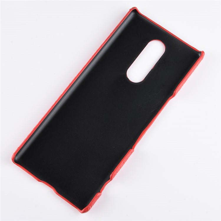 Crocodile Texture PU Leather Coated PC Phone Shell for Sony Xperia 1 - Red-5