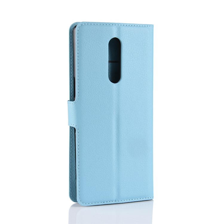 Litchi Skin PU Leather Magnetic Wallet Stand Cell Phone Case for Sony Xperia 1 - Blue-6