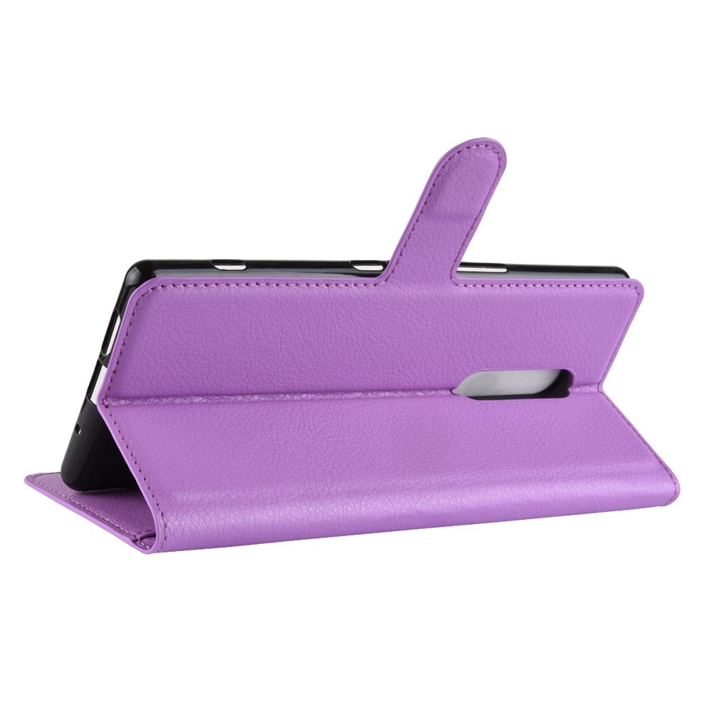 Litchi Skin PU Leather Magnetic Wallet Stand Protective Cover for Sony Xperia 1 - Purple-5