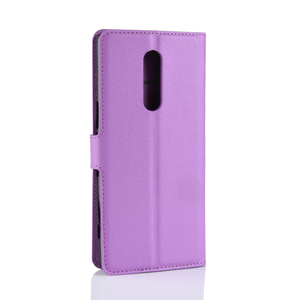 Litchi Skin PU Leather Magnetic Wallet Stand Protective Cover for Sony Xperia 1 - Purple-6