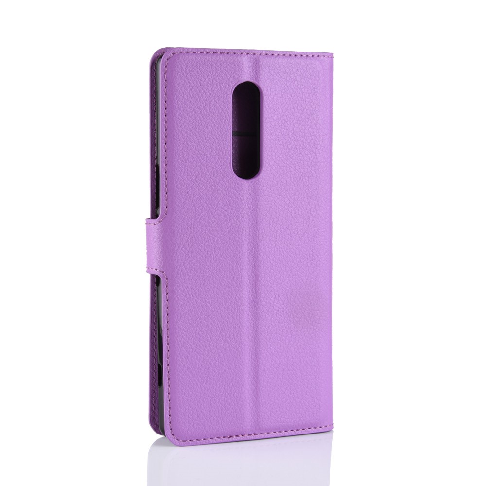 Litchi Skin PU-Leder Magnetische Brieftasche Stand Schutzabdeckung Für Sony Xperia 1 - Lila-6