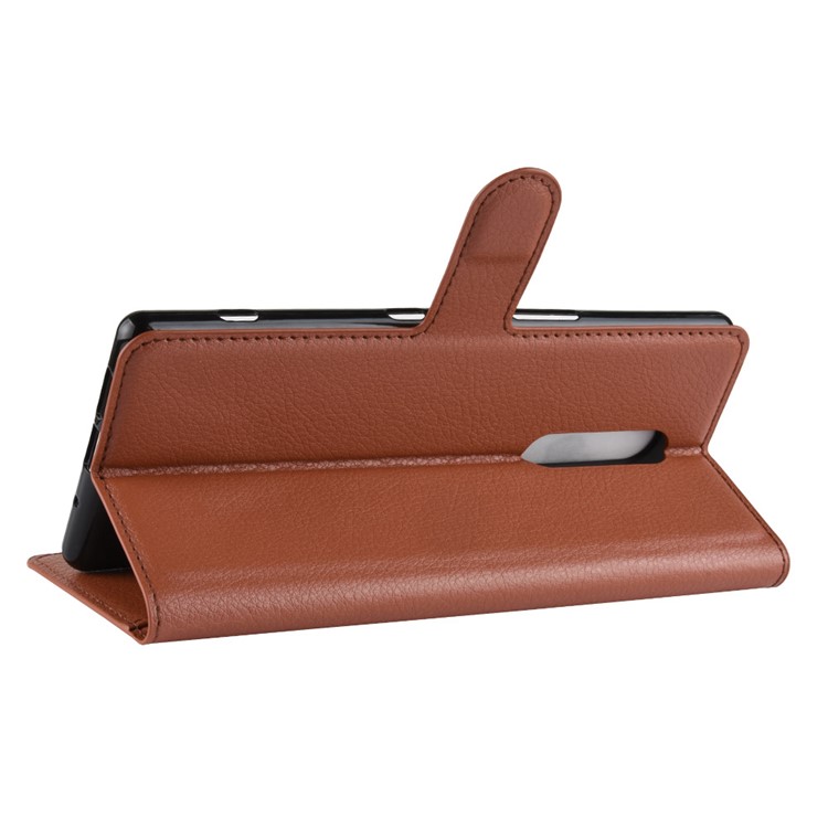 Litchi Skin PU Leather Magnetic Wallet Stand Flip Case for Sony Xperia 1 - Brown-5
